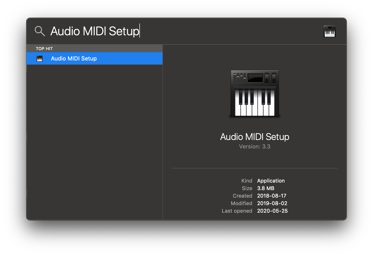 Open Audio MIDI Setup from Spotlight